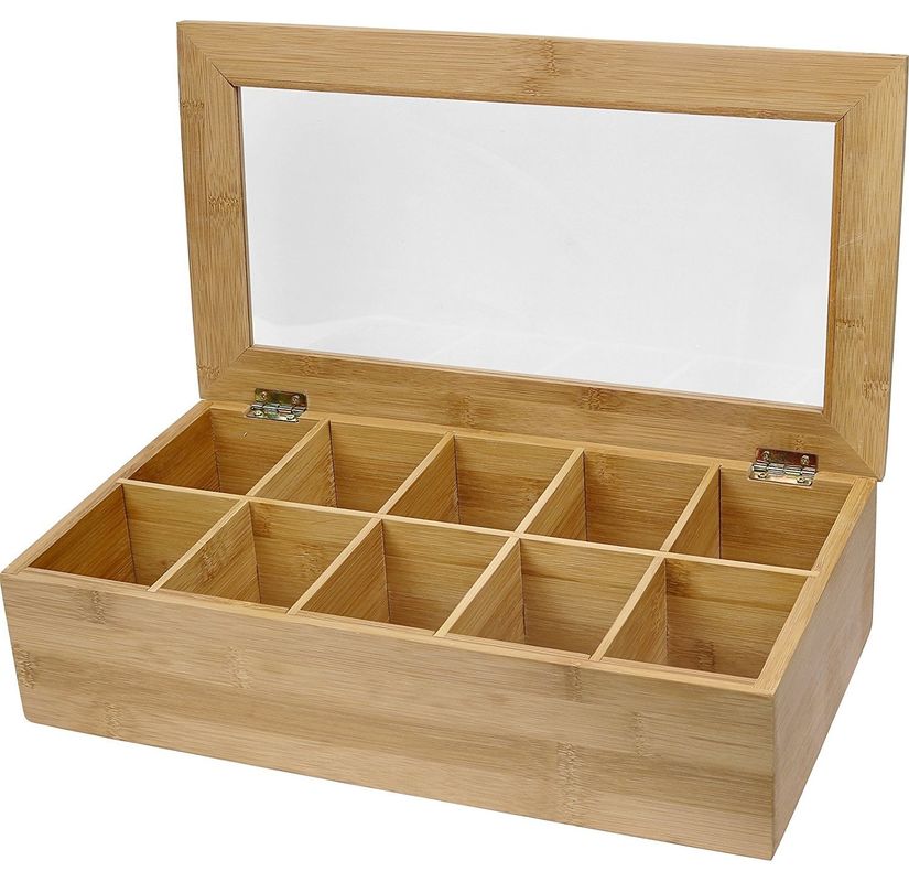 Clear Lid Wooden Tea Box Customized Design 14.5 x 3.5 x 7.9 inches Printing Laser Engrave