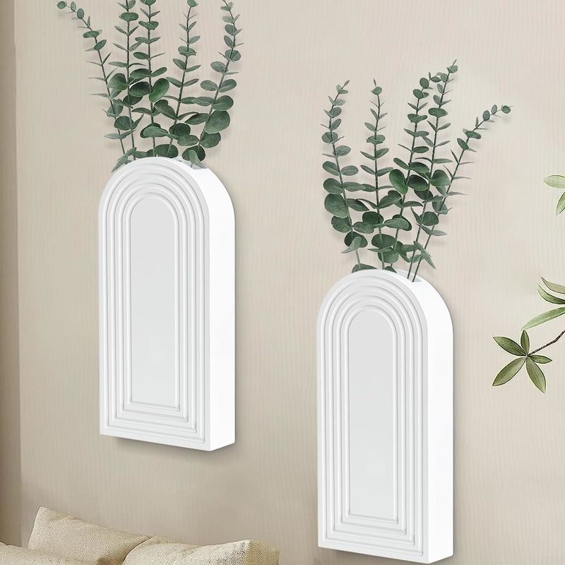 Stain Finished Wood Wall Decor Hanging Planter for Indoor Plants and Dried Flowers