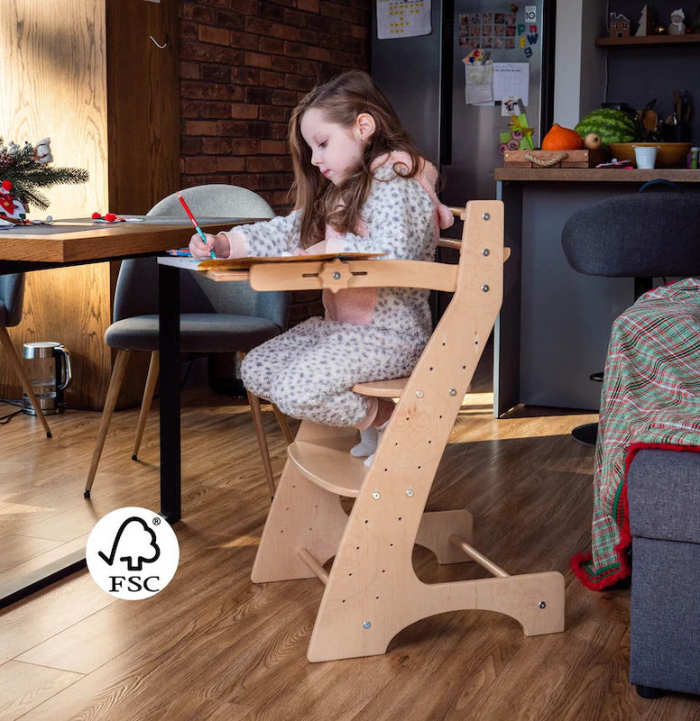 Adjustable Wooden Desk Chair for All-Season Montessori and Waldorf Inspired Design