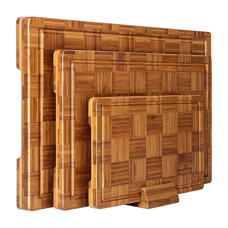 All-Season Bamboo Chopping Boards Set of 3 with Juice Groove and Silk-screen Printing
