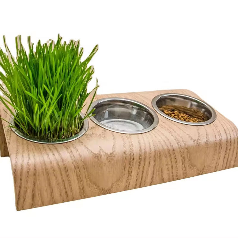 Bowl Feeder Type Cups Pails Triple Bowl Pet Feeding Stand with Raised Modern Feeder