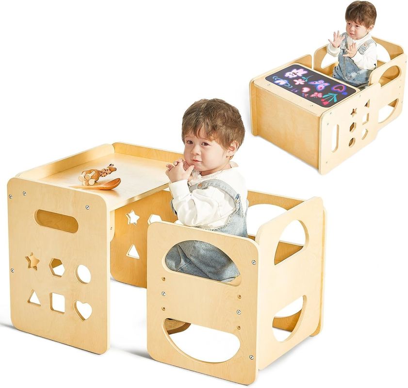 Custom Wood 1-3 Year Old Kids Adjustable Height Chair Step Stool for Living Room