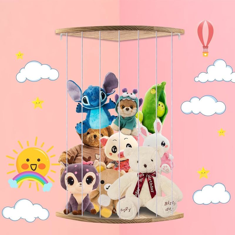 Plush Soft Toy Storage for Toddler Play Room Wooden Corner Stuffed Animal Storage