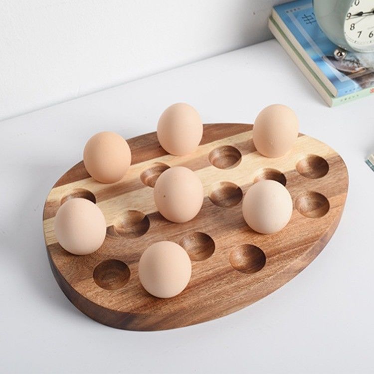 Silk-Screen Printing Egg Tools Wooden Egg Tray for Kitchen and Refrigerator Storage