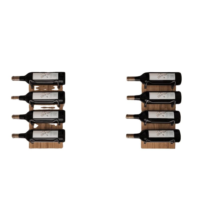 Wall Mounted Wooden Wine Rack for Wall Display Black Brackets Custom 8 Bottle Storage