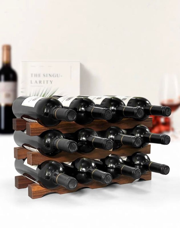 Tabletop Wine Bottle Rack Wooden Wine Display Shelf for Space-Saving Organization