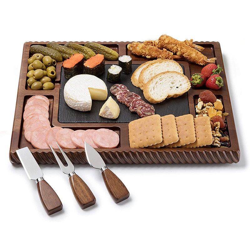 Serve Your Cheese in Style with Our Double-Sided Slate and Stainless Steel Cutlery Set
