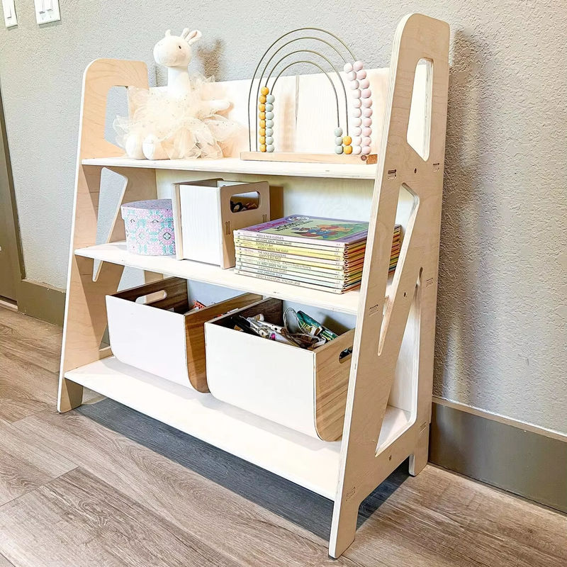 Kids Room Storage Montessori Wooden Toy Storage for Playroom and Nursery Furniture