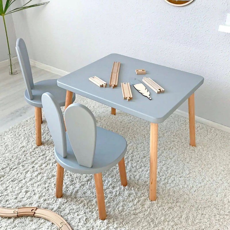Customized Logo Wooden Table And Chairs For Kids With Modern Design Montessori Activity