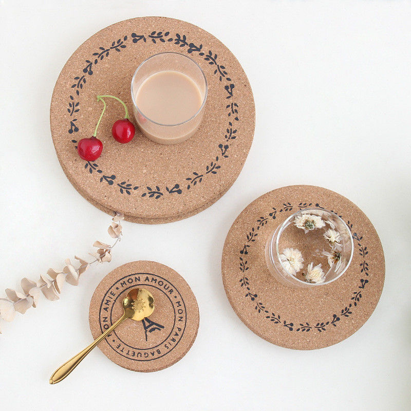 Add a Touch of Elegance with Stain Color Cork Coaster Wooden Round and Square Cup Mat