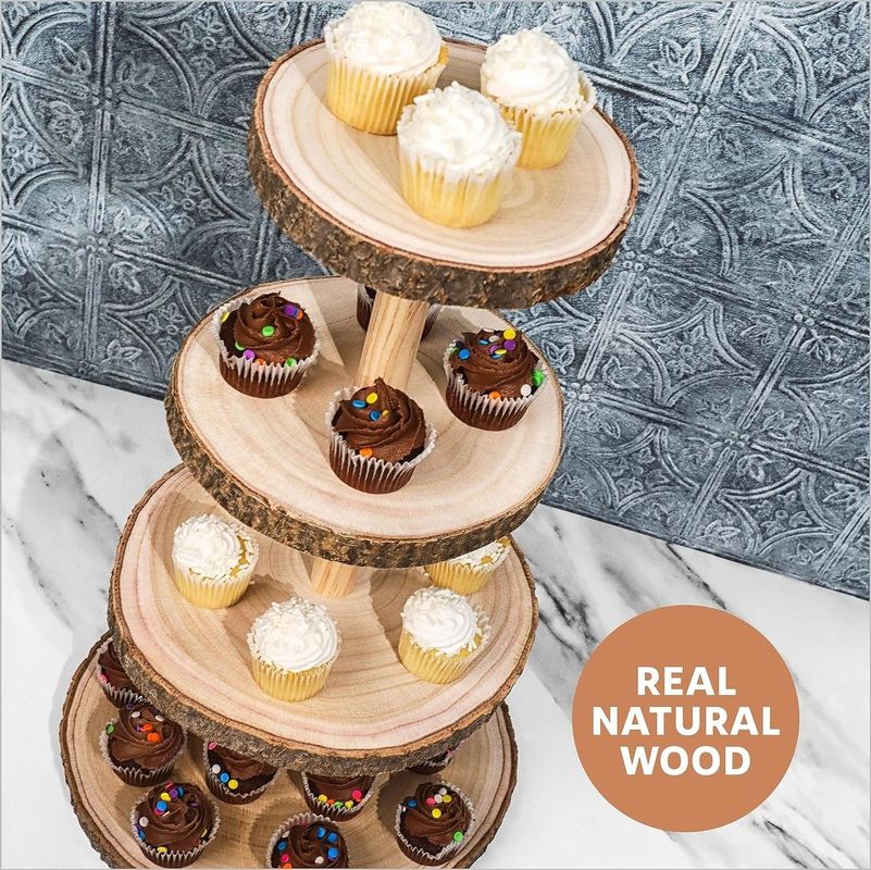 Sustainable 4 Tier Wooden Dessert Tower for Wedding Cake Display-Free Sample Charge