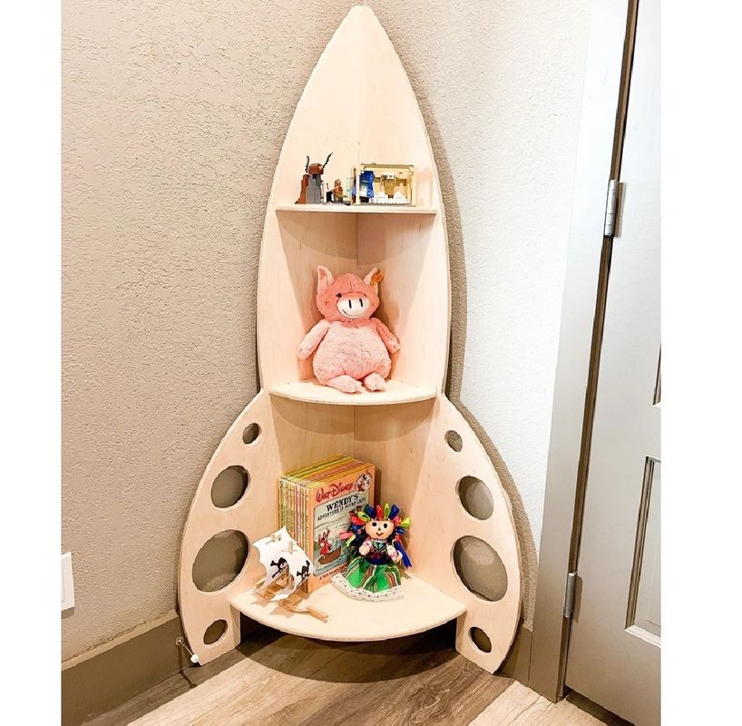 Wooden Bookcase Printing laser engrave Montessori Toy Shelf for kids room Warehouse