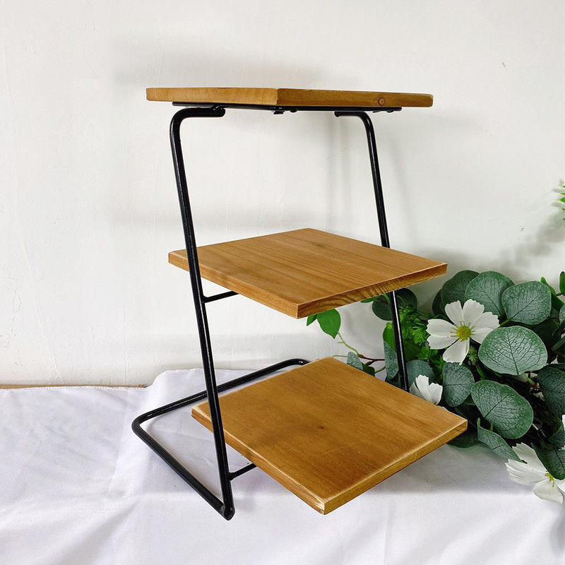 Customized Logo Acceptable 3 Tiers Acacia Wooden Cake Display Stand for Afternoon Tea