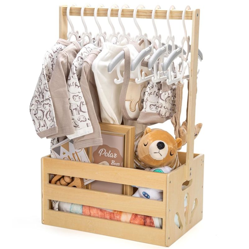 Stocked Wooden Baby Shower Crate Closet Function Save Space Baby Storage Crate Hamper