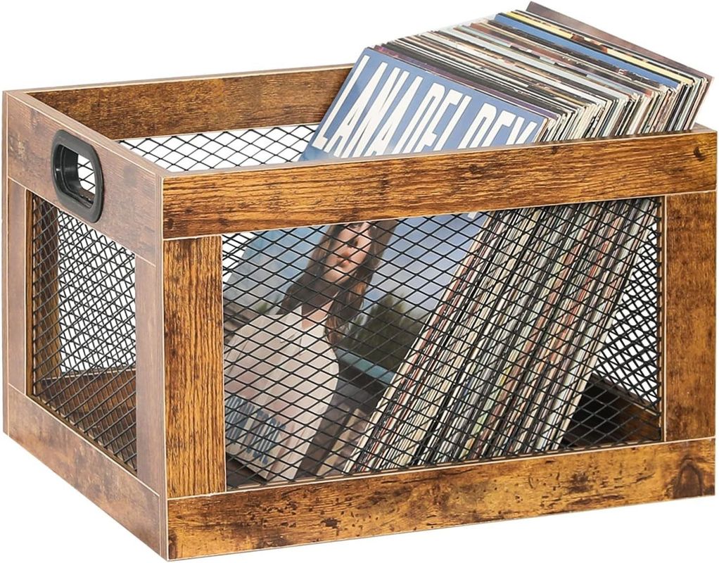 Wooden Record Holder for Storage Classic Cube Record Organizer Storage As your request