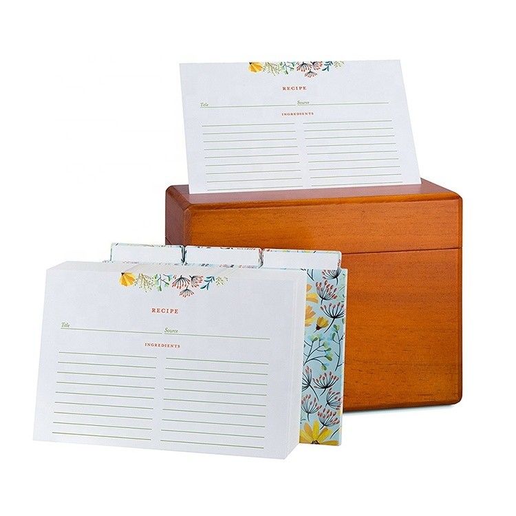 Convenient 250 Recipe Card Storage in Pine Wood Kitchen Recipe Box 6.9&quot; x 3.9&quot; x 5.3