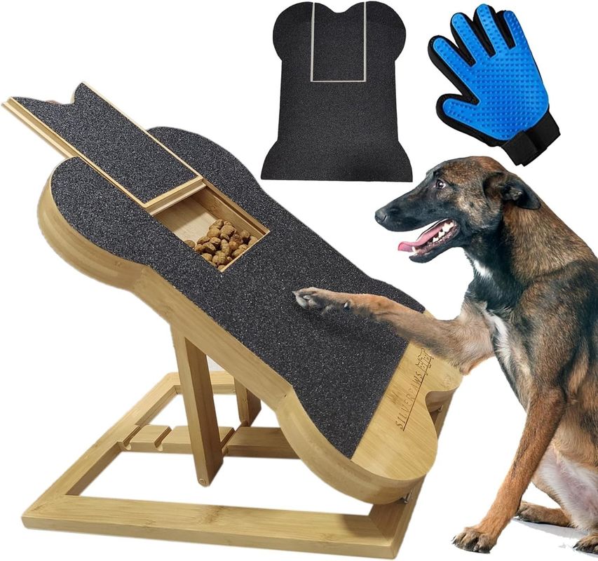 Dog Nail Scratch Board with Treat Box Bone Shaped Dog Scratching Pad for Nails Paws OEM