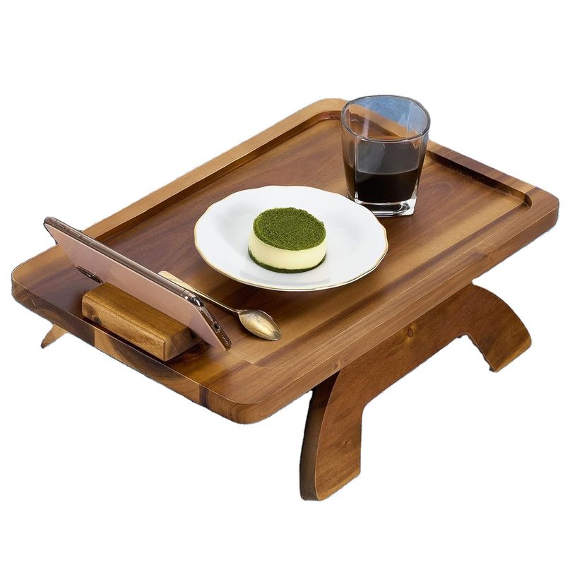 High Quantity Bamboo Sofa Tray Table Arm Foldable Clip For Couch Standing Type Custom