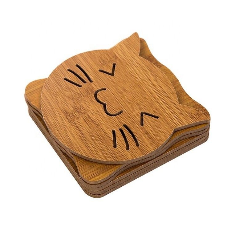 Creative Bamboo Place-mat for Customized Painted Wood Plain Color Tea Cups and Bowls