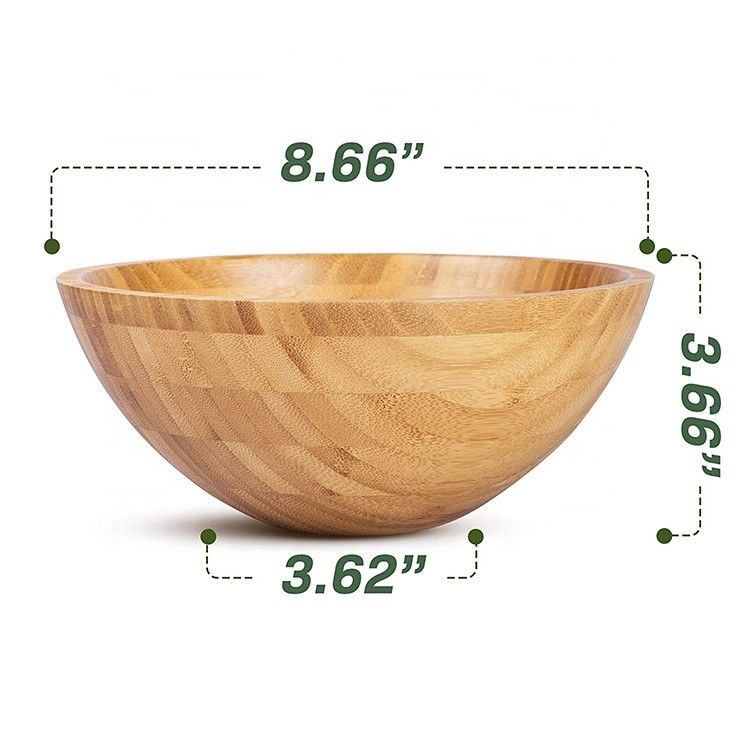 Custom Logo Ecofriendly Natural Round Bamboo Salad Bowl for Modern Style Amazon Design