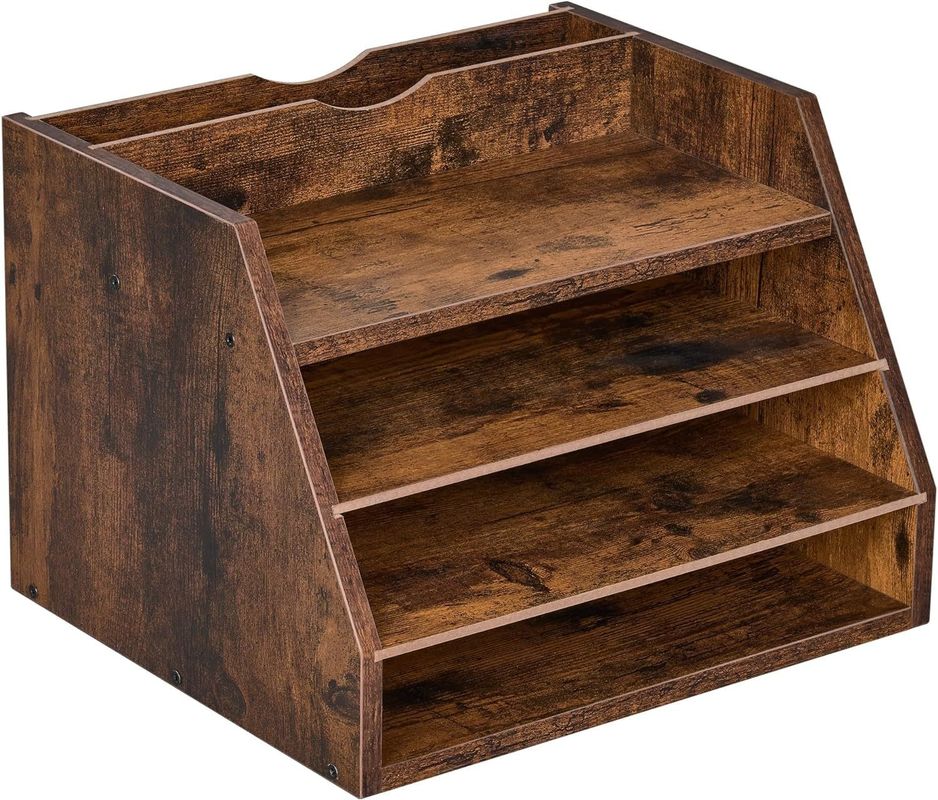 Adjustable Shelves Wooden File Organizer Shelf for Space Saving and Organization