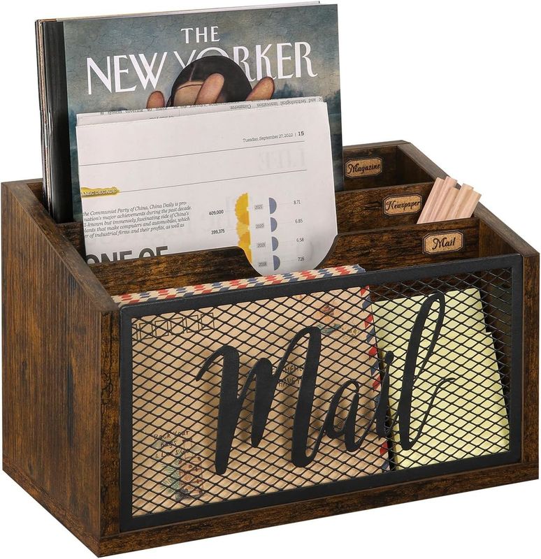 Double Tier MDF Mail Organizer for Office Desk Custom Desktop and Wall Mount Solution