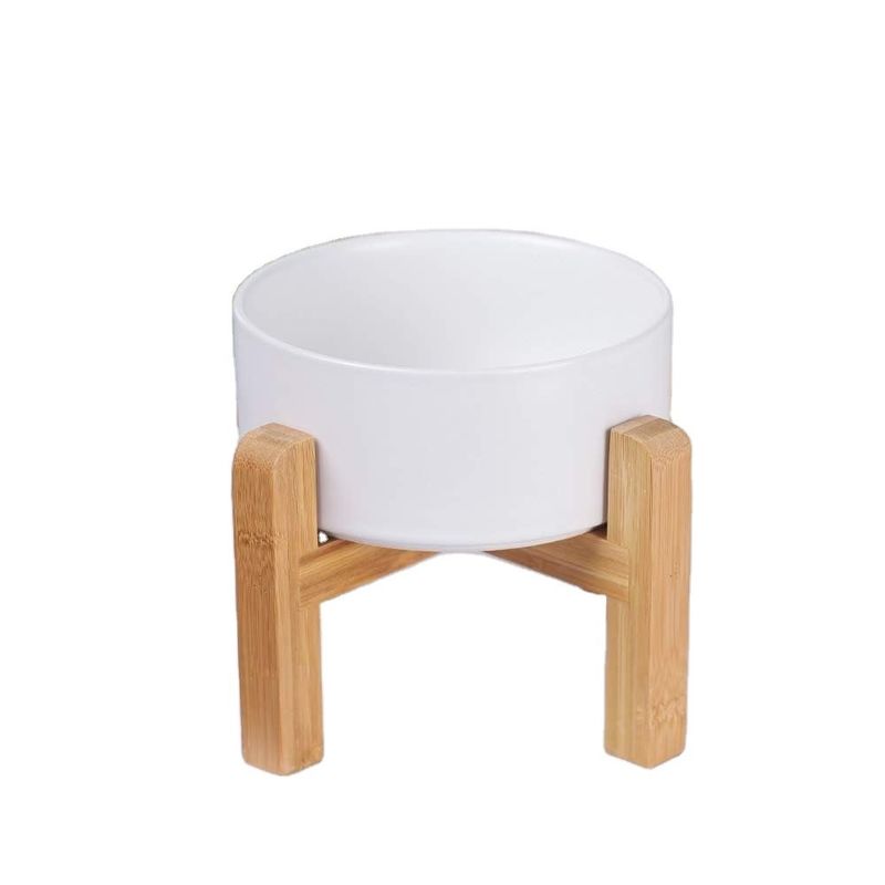 Wood Stand Adjustable Solid Wood Pet Cat Dog Food Bowl Pet Feeders with NO Time Setting