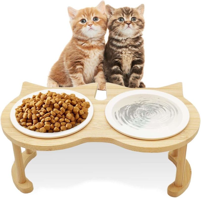 Adjustable Wood Pet Food Bowl Stand for Not Applicable Power Source and Pet Feeders
