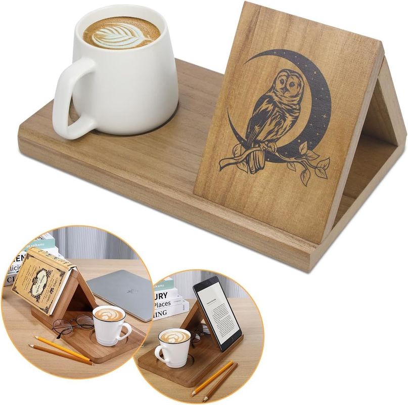 Silk-screen Printing Wood Short Mini Book Rest for Bedroom Nightstand and Office Desk