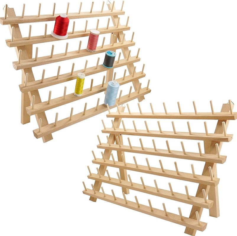 Wooden Thread Rack for Organizing Embroidery Quilting and Sewing Threads in Living Room