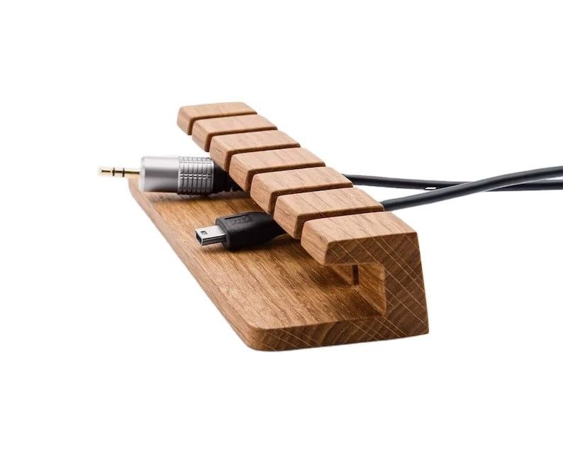 Silk-Screen Printed Wooden Cable and Charger Organizer for Square Table Charger Holder