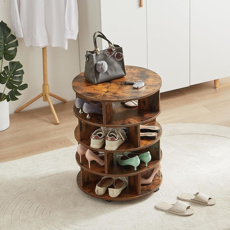 Stylish 4-Tier Rotating Shoe Rack for All-Season Shoes in Entryway Living Room Hallway