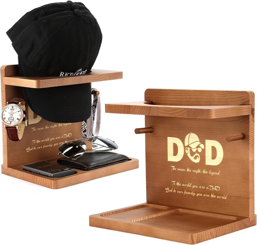 Wooden Plain Color Hat Display Stand for Home Office Organizer and Dad Birthday Gifts