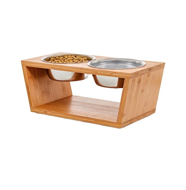 Medium Dog Elevated Bowl Stand 7 Raised Bowls Pet Feeder with Four Stainless Steel Bowls