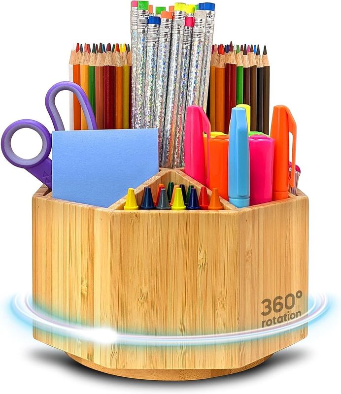 Sample Charge Free Art Supply Organizer Bamboo Pen Holder Desk Organizer for Kids