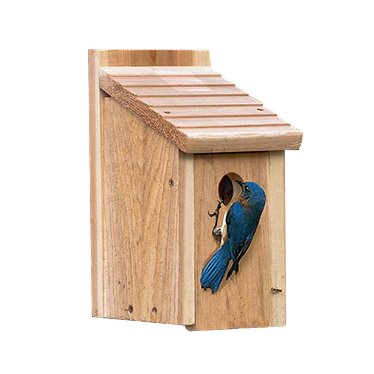 Push-up Closure Solid Pattern Garden Decor Wooden Bird House with Front Porch
