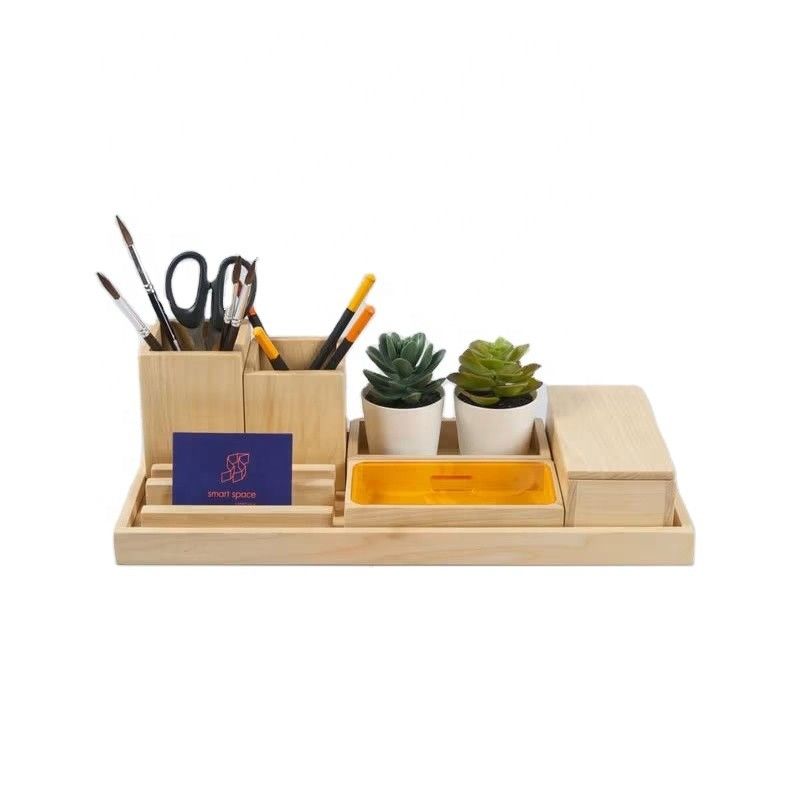 Custom Wood Desktop Accessories Set Perfect Gift for Men's Office Organization