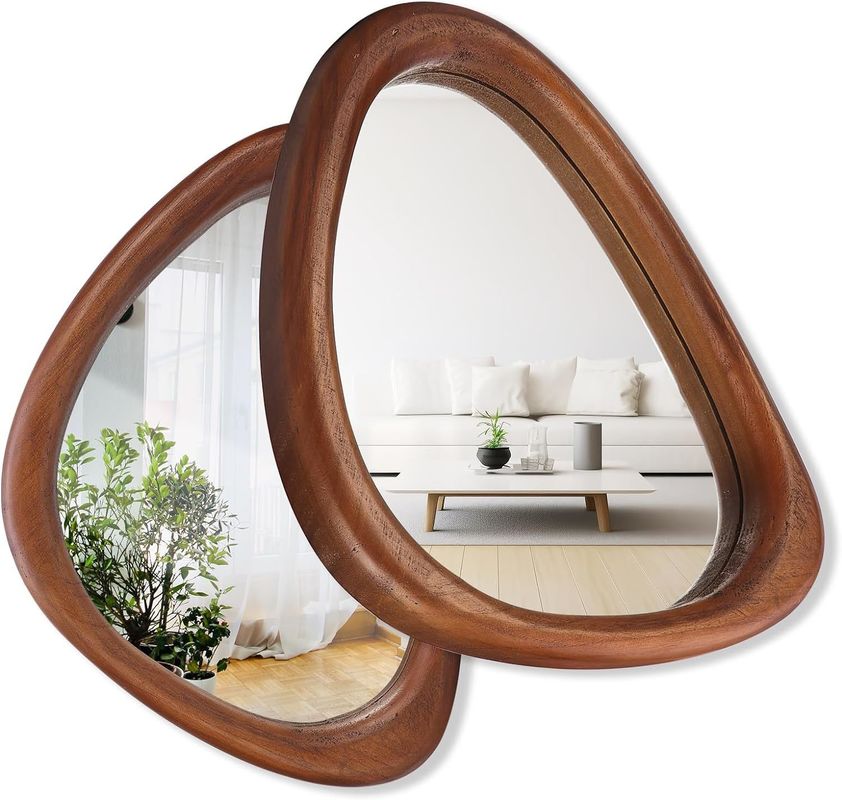 Rustic Design Style Asymmetrical Mirror Set of 2 for Wall Decor in Hotel Home Bathroom