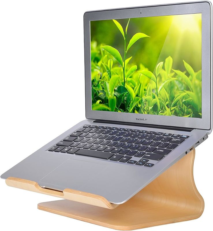 Wooden Laptop Stand for MacBook Y Mail Packing Burned Printing Ventilated Bracket Dock