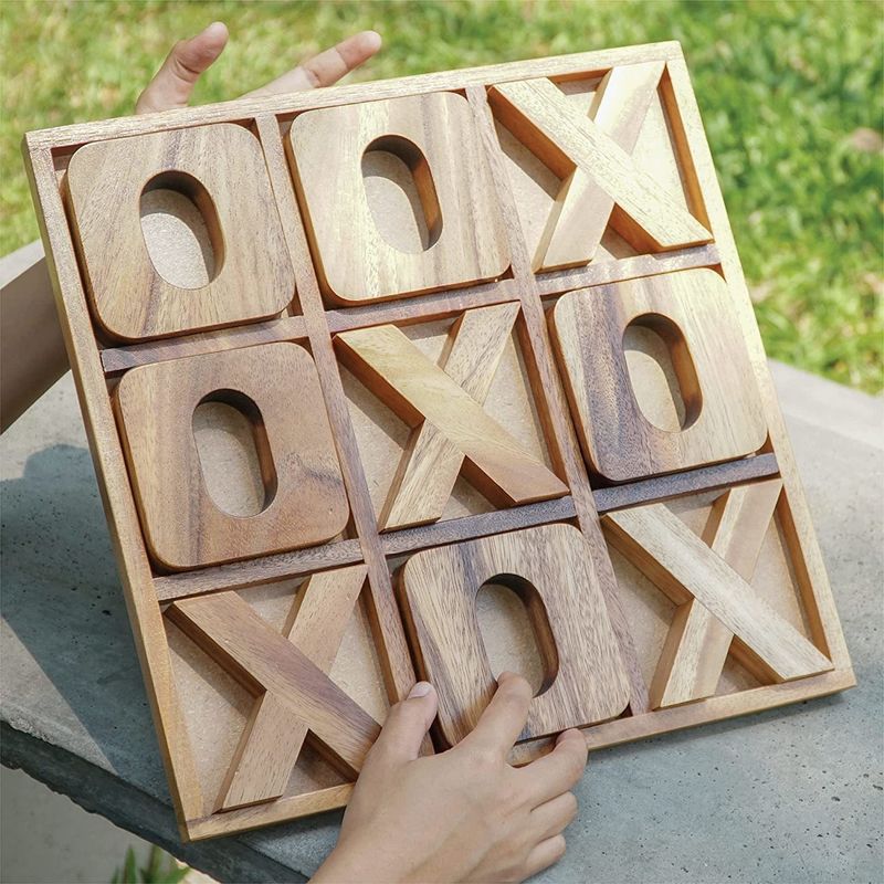 Wooden XOXO Tic Tac Toe Board Game Ideal for Outdoor Decor and Men's Entertainment