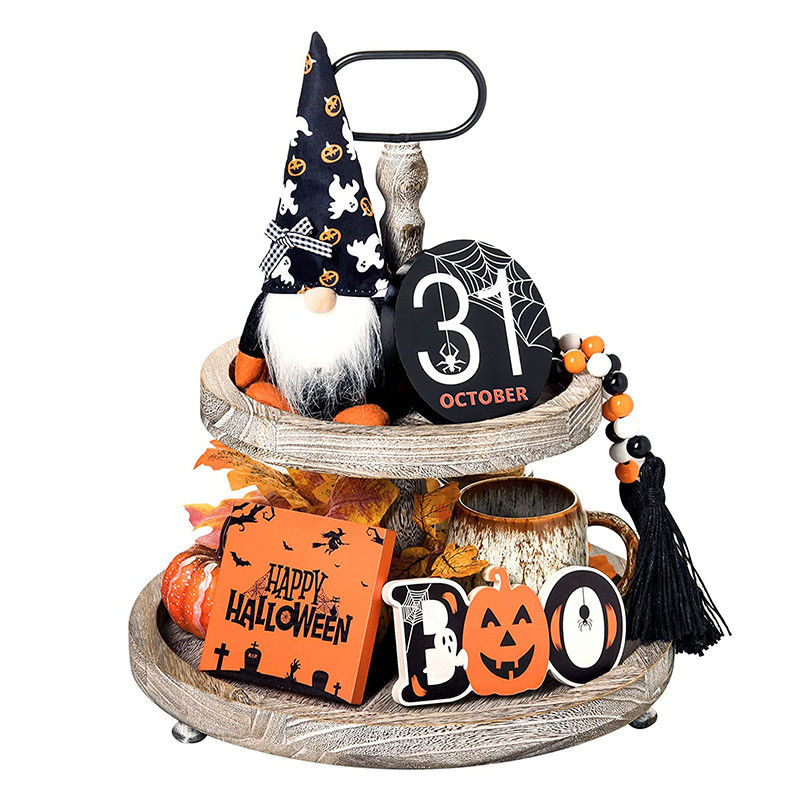 Eco-friendly Halloween Decorations Children Hocus Pocus Tiered Tray Decor Set of 3 Wood