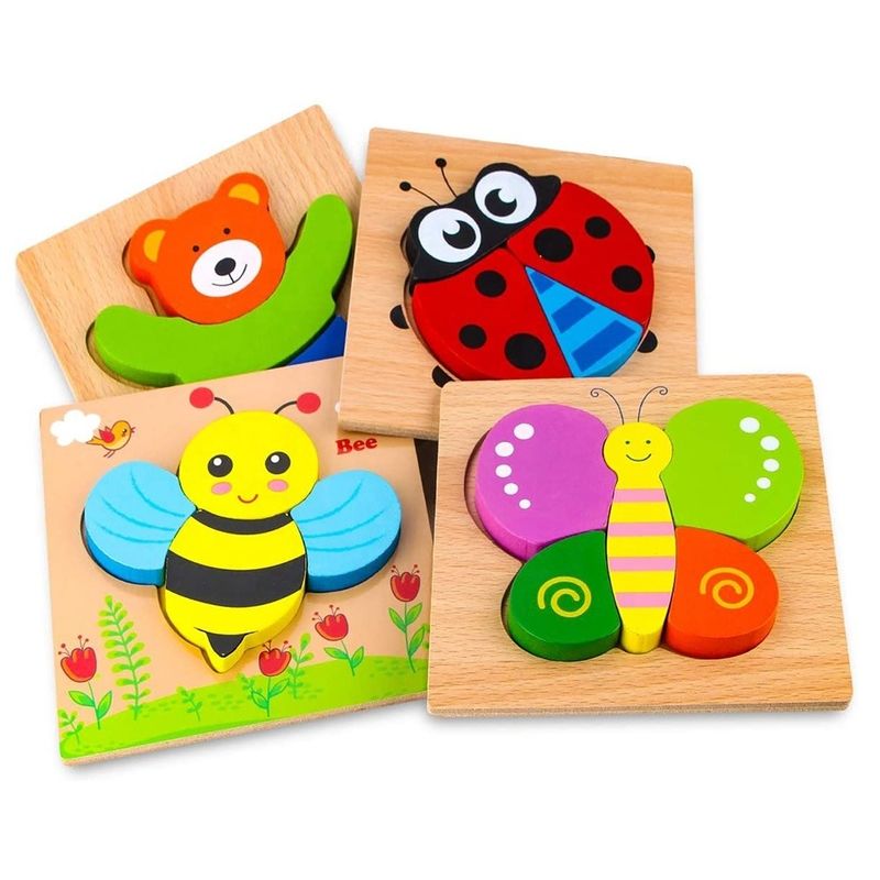 14.8x14.8x0.8 Wooden Puzzles for Boys Girls Colorful Cute Patterns Educational Toys