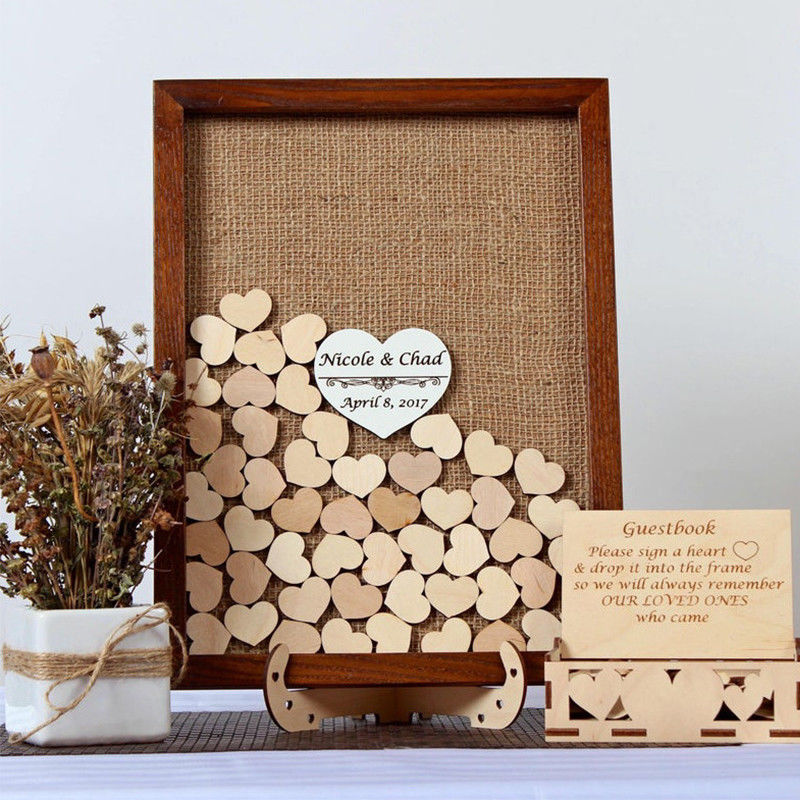 Wedding Decoration Drop Top Wood Frames with Customized Guest Book Sign Alternative