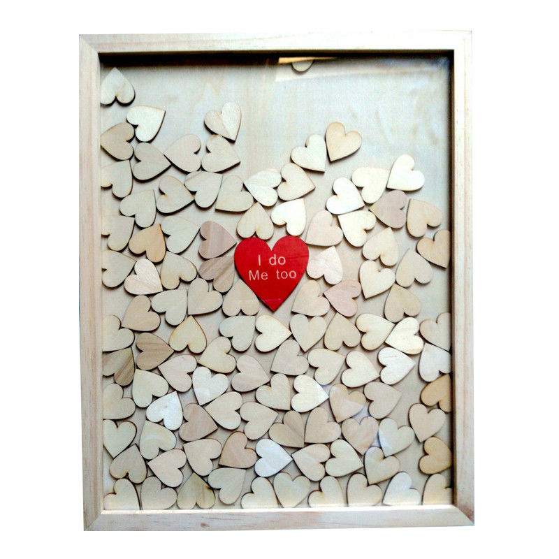 Customized Burned Wooden Frame Alternative Guest Book for Love Sign-in Box Decoration