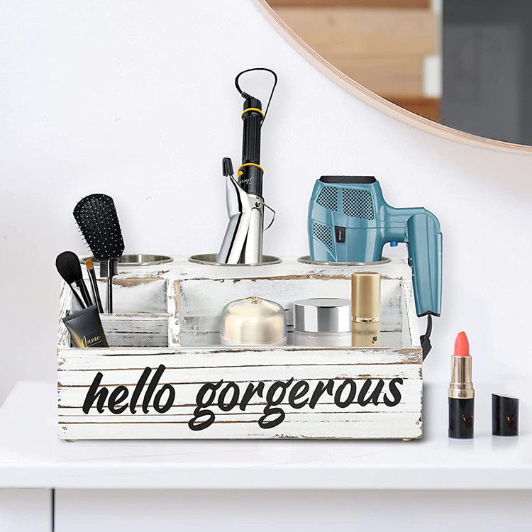 Rustic Design Style Wall Mount Hair Styling Care Tool Organizer with Personalized Logo