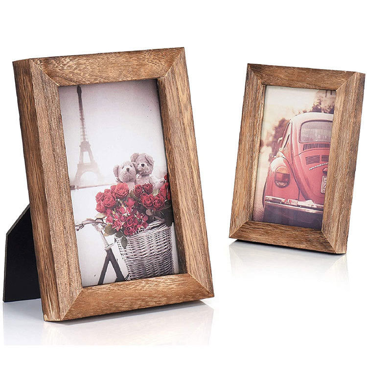 Rustic Home Decoration Wood Wall Art Plaque Sign with Photo Frame and Burned Printing
