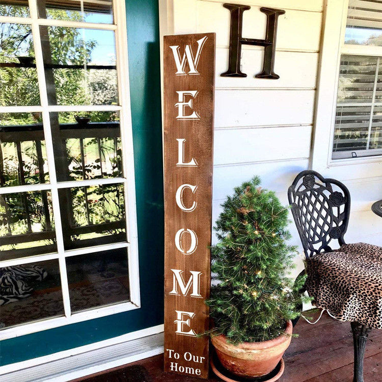 Rustic Style Wooden Welcome Sign Hand-Painted for a Unique and Personalized Look