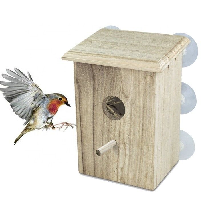Custom Logo Lovely Decorative Wooden Bird House for Outdoor Garden Decoration Display