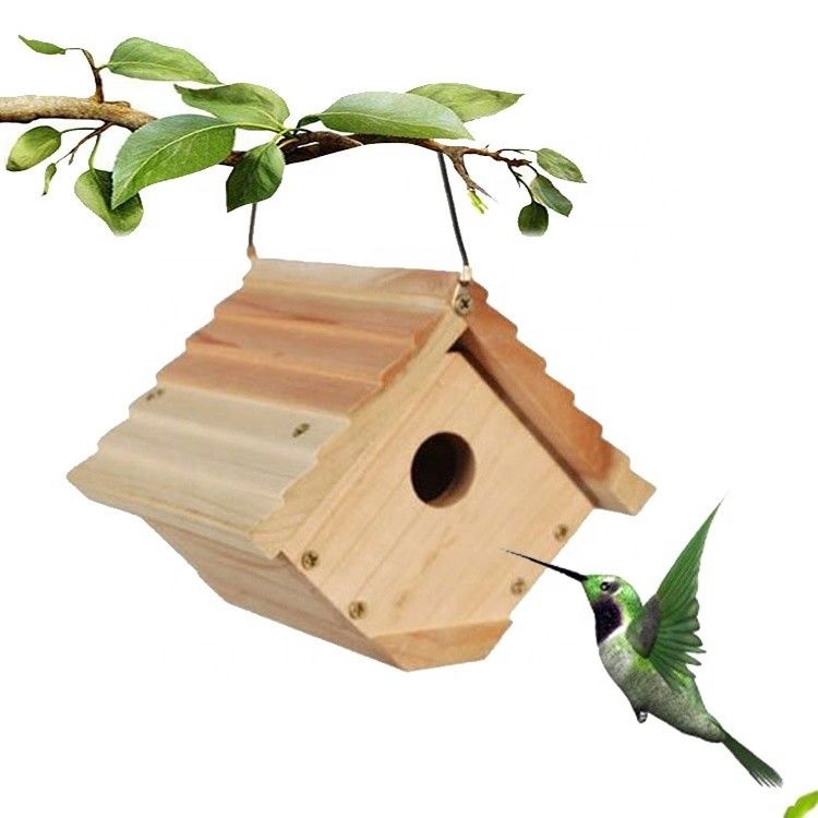 HOUSES Fully Assembled Wooden Bird House Kit for Traditional Wren House Wood Cage Type