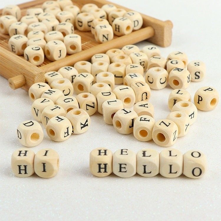 10mm 12mm Wooden Alphabet Beads Perfect for DIY Baby Education and Personalized Gifts